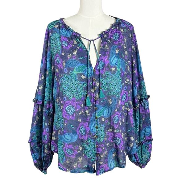 Spell & the Gypsy Bohème Blouse in Baltic Blues Large Bohemian 70s Witchy - Picture 5 of 16